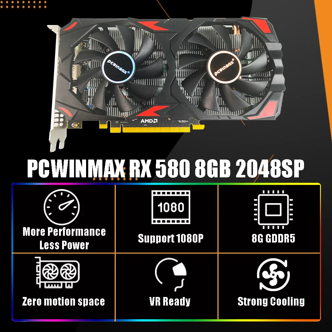PCWINMAX Nieuwe Radeon RX580 8 - Rx 580 8Gb 2048Sp Gpu recensie en prijs