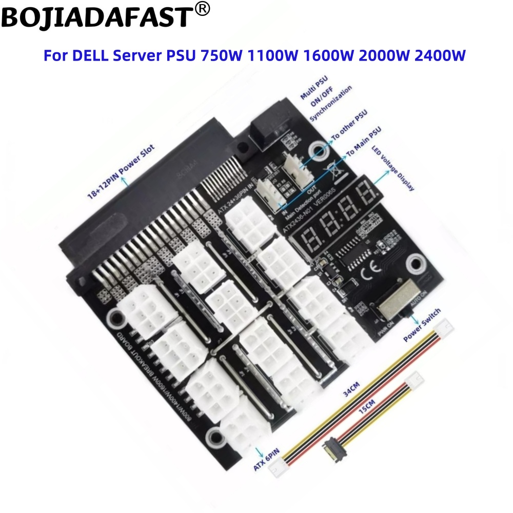 12-poorts PCIE 6-pins connecto - 2400W Server Psu Breakout Board recensie en prijs